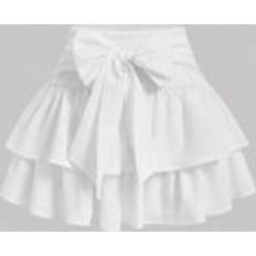 4XL Skirts Shein Women White Tied Butterflies Multilayered Cake Hem Summer Skirt