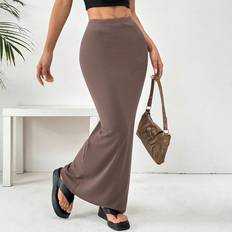 Knee Length Skirts Shein WomenS Black Knit TightFit KneeLength Skirt