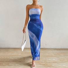 Tie Dye Clothing Shein Womens Gradient Bandeau Bodycon Dress With Slit Hem For Summer