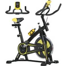 SPORTNOW Indoor Stationary Exercise Bike with Adjustable Seat and Resistance Yellow, Yellow