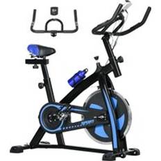 SPORTNOW Indoor Stationary Exercise Bike with Adjustable Seat and Resistance Blue, Blue