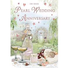 Regal pearl wedding anniversary card 9" x 6" free p&p