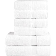 vidaXL Juego Toallas Premium Solund 6 Unidades Blanco 600 GSM Toalla de baño Gris, Blanco