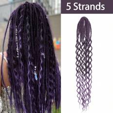 Black Hair Wefts Shein Inch Wavy Dreadlocks Synthetic Curly Ends Double Ended Dreadlock Extensions