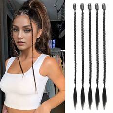 Black Clip-On Extensions Shein Pieces Black Jacque Clip Braid Chemical Fiber Hair Extensions Daily Wear Clip