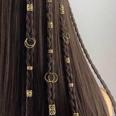 Shein 80pcs Mixed Hair Ring Dreadlocks Set, Personalized Street Party Braided Hair Clips Hair Accessories Loc Hair Jewelry For Braids For Girls And Women Boho,Gold Head Piece, School Stuff