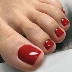 Shein PCS Red Toenails Fake Toe Nails Natural Press On Nails Acrylic Nails-Seamle
