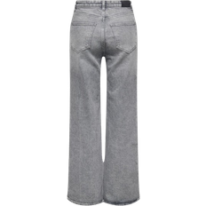 Only Juicy High Waist Wide Leg Fit Jeans - Grey/Medium Grey Denim