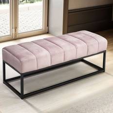 Roze Bankjes Wohnling Sitzbank Samt Rosa 108 x 40 x 40 cm