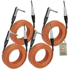 Effects Devices Guitar Cords 4 Pack Right Angle Instrument Cable by FAT TOAD 20FT 1/4 Inch Straight-End Wires for Electric Guitar Bass Keyboards & Music