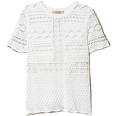 Twinset Lace Stitch Fitted Jumper - White Snow