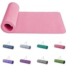 Good Nite Good Nite yogamatta träningsmattor träning pilates fitnessmatta för kvinnor män halkfri tjock 10 mm högdensitet gymnastikmattor med bärrem Tpe 183 x 61 x 1 cm rosa