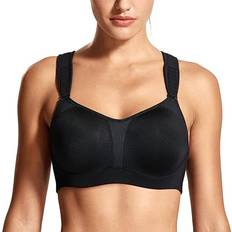 Basketball Bras Delimira Women's High Impact Sports Bra Plus Size - Black