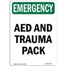 Green Workplace Signs SignMission 7 10 OSHA Emergency AED & Trauma Pack