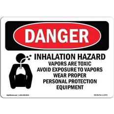 Red Workplace Signs SignMission 12 18 OSHA Danger Inhalation Hazard Vapors Toxic