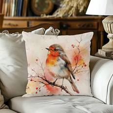 Shein pc Cute Watercolor Mockingbird Decorative Pillow Case Multicolour (45x45cm)