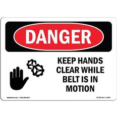 Red Workplace Signs SignMission OS-DS-A-1218-L-1393 12 OSHA Danger Keep Hands Belt