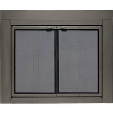 Uniflame Roman Gunmetal Bi-fold style Fireplace Doors with Smoke Tempered Glass, Large