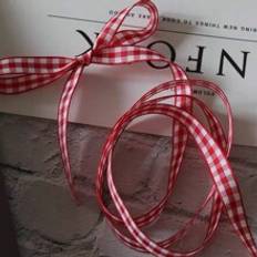 5yds/10yds Checked Ribbon With Ribbon Hair Accessory Supplies Bowknot Gift Box Packaging Ribbon/Fabric Ribbon For Diy Craft Tool