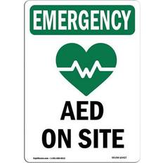 Green Workplace Signs SignMission Signs & Graphics, 12 18 OSHA Emergency Aed on Site with Symbol