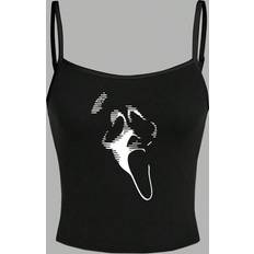 Cheap Tank Tops Shein Casual Skull Pattern Sexy Camisole Summer Slim Women Tank Top