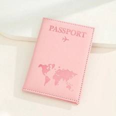 pc Matte Pu Leather Passport Cover With Letter Print And Fixed Edge Design For International Travel Passport Holder Passport Case Passport Wallet Pass