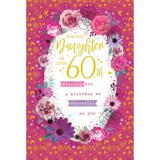 Kingfisher For you daughter on your 60th birthday wonderful 60 floral gold foil art card