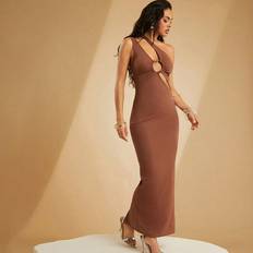 Shein Men Dresses Shein Sleek OneShoulder Bodycon Maxi Dress With Cutout Design And Ring Details