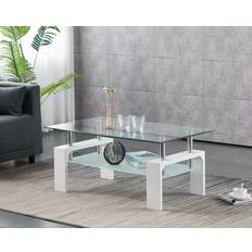 Furnizone UK clear glass top frosted Coffee Table