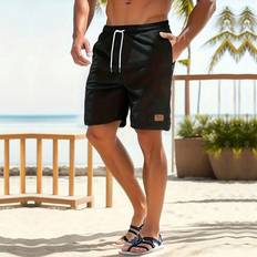 Men - Multicoloured Shorts Shein Mens Loose Casual Summer Shorts With Letter Pattern Drawstring Waist