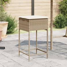 Beige Buiten barkrukken vidaXL Tuinbarkrukken 2 St Met Kussens Poly Rattan Beige