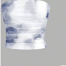 Shein Casual Summer Tie Dye Ruched Strapless Crop Tube Top Going Out Top