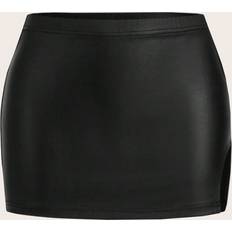 Fabric Skirts Shein Black High Slit Pleated Sexy Mini Skirt For Nightclub