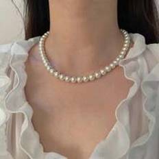 Shein Simple And Versatile Basic Style Glass Pearl Necklace, Collarbone Necklace, Women Neck