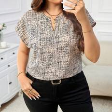 Shein Blouses Shein Plus Elegant Fashionable Women Printed Blouse Suitable For Work Or Teacher Wear