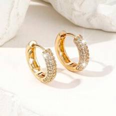 Shein New Trendy Design Copper Earrings Embellished With Rhinestones For Women