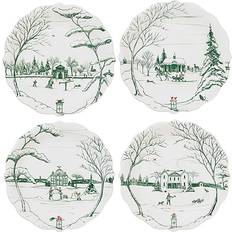 Green Disposable Plates Juliska Country Estate Winter Frolic Party Plate Assorted Set/4 Evergreen