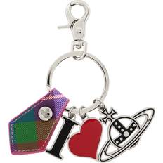 Pink Keychains Vivienne Westwood Pink & Silver I Love Orb Keychain - G301 Candy Tartan UNI