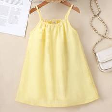 Stripes Dresses Children's Clothing Shein Young Girl Striped Spaghetti Strap Loose Casual Dress