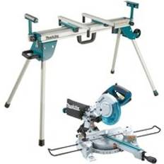 Makita LS0815FL 240v Sliding Compound Laser Mitre Saw 216mm DEBWST06 Leg Stand