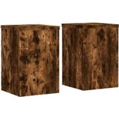 Planteopsatser vidaXL Plantestativer 2 Stk 20x20x30 cm Konstrueret Træ Røget Eg Planteopsats