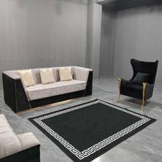 JV Furniture Medusa Beige/Black Sofa 218cm 2pcs 4 Seater