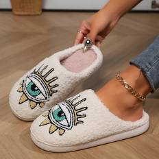 White Slippers Shein Womens White Big Eye Home AntiSlip Casual Slippers