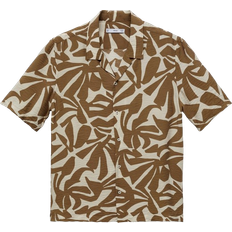 Mango Esvedra Regular Fit Textured Printed Shirt - Medium Brown