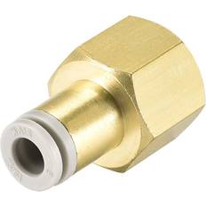 Brass Waste Pipes Unique Bargains Push to Connect Tubing Fittings 6mm Tubing OD x 3/8 PT Female Straight Pneumatic Connector Golden Tone