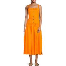 Karl Lagerfeld Belted A Line Midi Dress - Tangerine