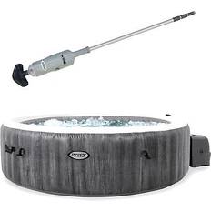 Pool Care Intex handheld pool vacuum w/ purespa plus 6 person inflatable hot tub, greywood Gray