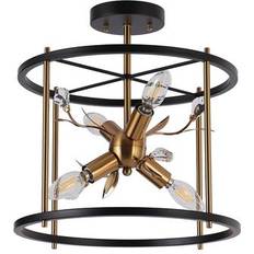 Black Gold Lantern Ceiling Flush Light