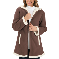 Fleece - Women Coats Collections Etc Polar Fleece Sherpa Lined Zip Up Coat - Chocolate