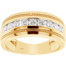 Affy Milgrain Wedding Band Ring - Gold/Diamonds